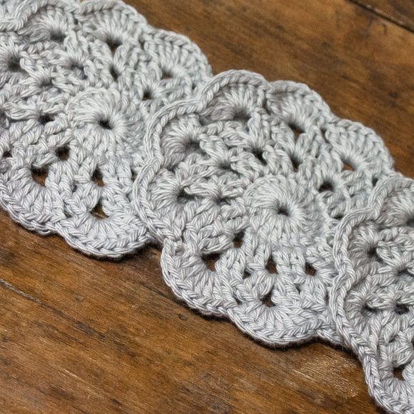Handmade set of 4 crochet grey drink coasters - Picture 2 of 6
